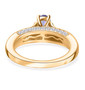 back view of tanzanite and white zircon solitaire ring in 18k yellow gold over sterling silver
