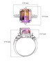 ametrine and moissanite ring in rhodium over sterling silver shown for size comparison