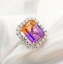 ametrine and moissanite halo ring in rhodium over sterling silver live studio