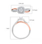 diamond engagement ring in 14k rose and white gold shown for size comparison