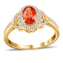 orange sapphire and diamond ring in 18k yellow gold