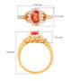 orange sapphire and diamond ring in 18k yellow gold shown for size comparison