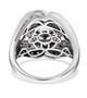 back view of white diamond cluster ring in 10k white gold