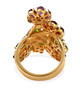 back view of multi gemstone flower cluster ring in 18k yellow gold over sterling silver