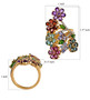 multi gemstone flower cluster ring in 18k yellow gold over sterling silver shown for size comparison