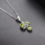full view of peridot leaf necklace in rhodium over sterling silver