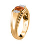 side view of fire opal and white zircon gents ring in 18k yellow gold over sterling silver