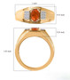 fire opal and white zircon gents ring in 18k yellow gold over sterling silver shown for size comparison
