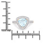 aquamarine and diamond trillion halo ring in solid 14k yellow gold shown for size comparison