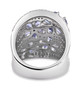 back view of tanzanite white zircon and rhodolite garnet wide band ring in rhodium over sterling silver