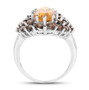 side view of citrine and smoky quartz cluster ring in rhodium over sterling silver