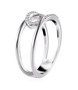 side view of moissanite openwork band ring in rhodium over sterling silver
