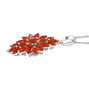 side view of fire opal cluster pendant necklace in rhodium over sterling silver