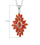 fire opal cluster pendant necklace in rhodium over sterling silver shown for size comparison