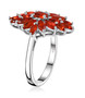 side view of fire opal cluster ring in rhodium over sterling silver
