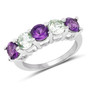 amethyst and prasiolite band ring in rhodium over sterling silver