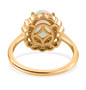 back view of opal multi and white diamond halo ring in 18k yellow gold over sterling silver