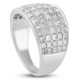 side view of princess cut diamond wide band ring in 14k white gold