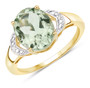 prasiolite and diamond 14k yellow gold over sterling silver ring