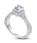 side view of round diamond proposal ring in 14k white gold