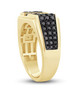 side view of black diamond gents cluster ring in 14k yellow gold