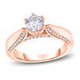 full view of round solitaire diamond wedding ring in 14k yellow gold