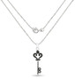 black diamond key pendant silver necklace full view