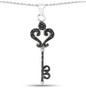 black diamond key pendant necklace in rhodium over sterling silver
