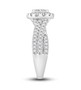 full view of princess and round diamond halo wedding ring in 14k white gold
