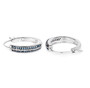 back view of blue and white diamond hoop earrings in rhodium over sterling silver