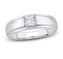 princess diamond gents wedding band ring in 14k white gold