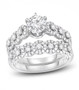 round diamond halo two ring bridal set in 14k white gold