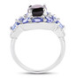 garnet and tanzanite halo rhodium over sterling silver ring side