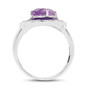 side view of amethyst and white topaz purple enameled rhodium over sterling silver ring