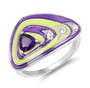 amethyst and white topaz modern enameled ring in rhodium over sterling silver