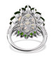 back view of ethiopian opal and chrome diopside halo ring in rhodium over sterling silver