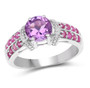 amethyst and pink sapphire band ring in rhodium over sterling silver