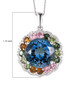 london blue topaz multi tourmaline and zircon halo pendant necklace in rhodium over sterling silver shown for size comparison