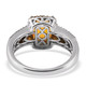 back view of fire opal yellow sapphire and moissanite ring in rhodium over sterling silver