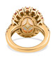 back view of ethiopian opal and pink tourmaline halo ring in 18k yellow gold over sterling silver