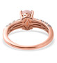 back view of pink opal and white zircon ring in 18k rose gold over sterling silver