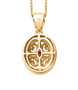 back view of ruby and white zircon pendant necklace in 18k yellow gold over sterling silver