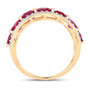 side view of ruby and diamond 14k yellow gold band ring