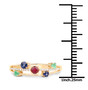ruby and emerald sapphire and diamond band ring in solid 18k yellow gold shown for size comparison