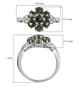 green apatite and white zircon cluster ring in rhodium over sterling silver shown for size comparison
