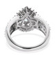 back view of blue apatite and white zircon halo cluster ring in rhodium over sterling silver