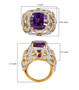 amethyst multi gemstone and white zircon statement ring in 18k yellow gold over sterling silver shown for size comparison