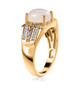 side view of rainbow moonstone tanzanite and white zircon gents ring in 18k yellow gold over sterling silver
