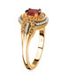 side view of rubellite tourmaline yellow sapphire and moissanite ring in 18k yellow gold over sterling silver