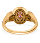 back view of rubellite tourmaline yellow sapphire and moissanite ring in 18k yellow gold over sterling silver